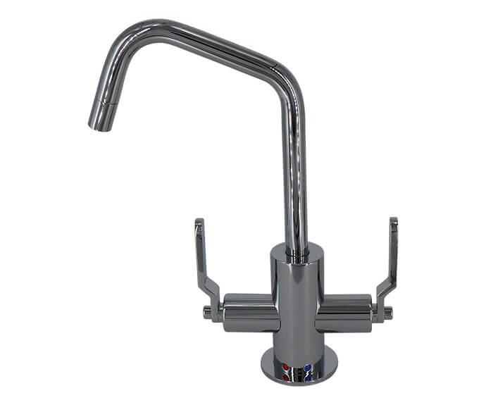 Hot & Cold Water Faucet with Contemporary Round Body & Industrial Lever  Handles (120° Spout) - Mountain Plumbing Products